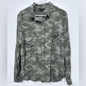 a.n.a. Camouflage Button Down Long Sleeve Shirt
